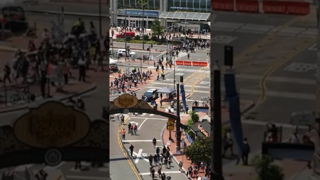 Drone video shows aerials above Comic-Con 2024 in Downtown San Diego