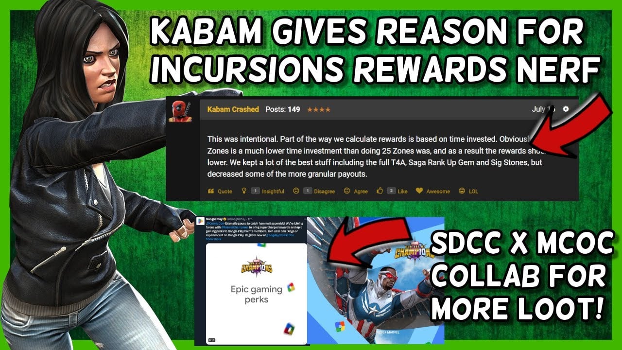 Reason For Incursions Rewards Nerf | Google Play Collab For San Diego Comic Con Event + More [MCN]