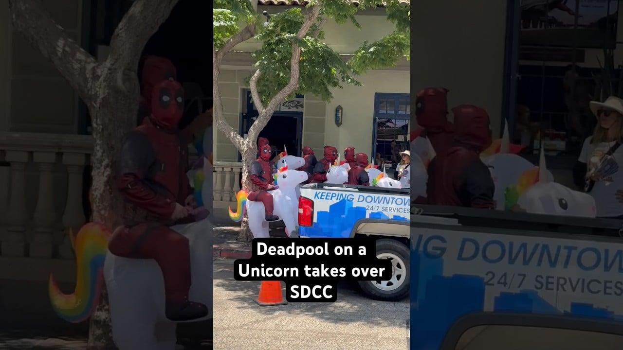 Big Group of Deadpools on a Unicorn! // San Diego Comic Con 2024