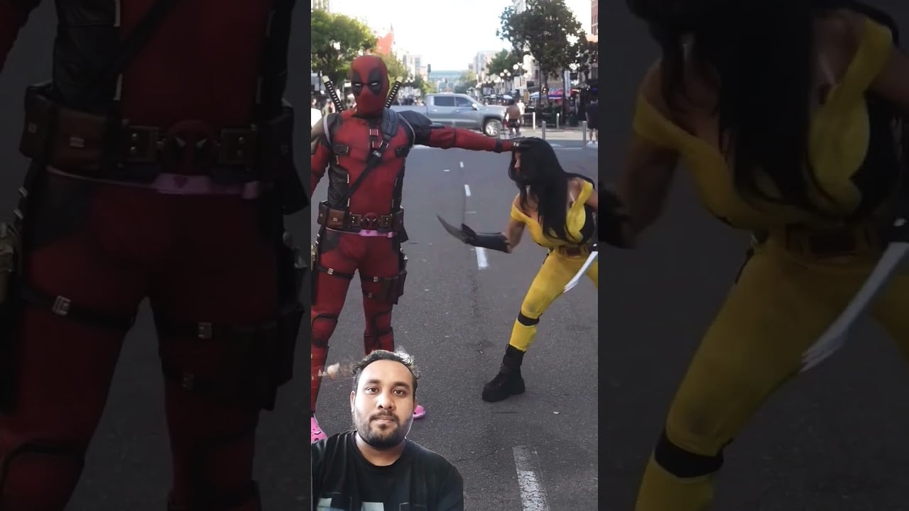 Deadpool Meets height accurate Wolverine at San Diego Comic-Con#deadpool #wolverine #marvel #califor