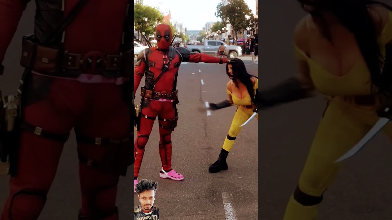 Deadpool Meets height accurate Wolverine at San Diego Comic-Con#greenscreen#reactionshort