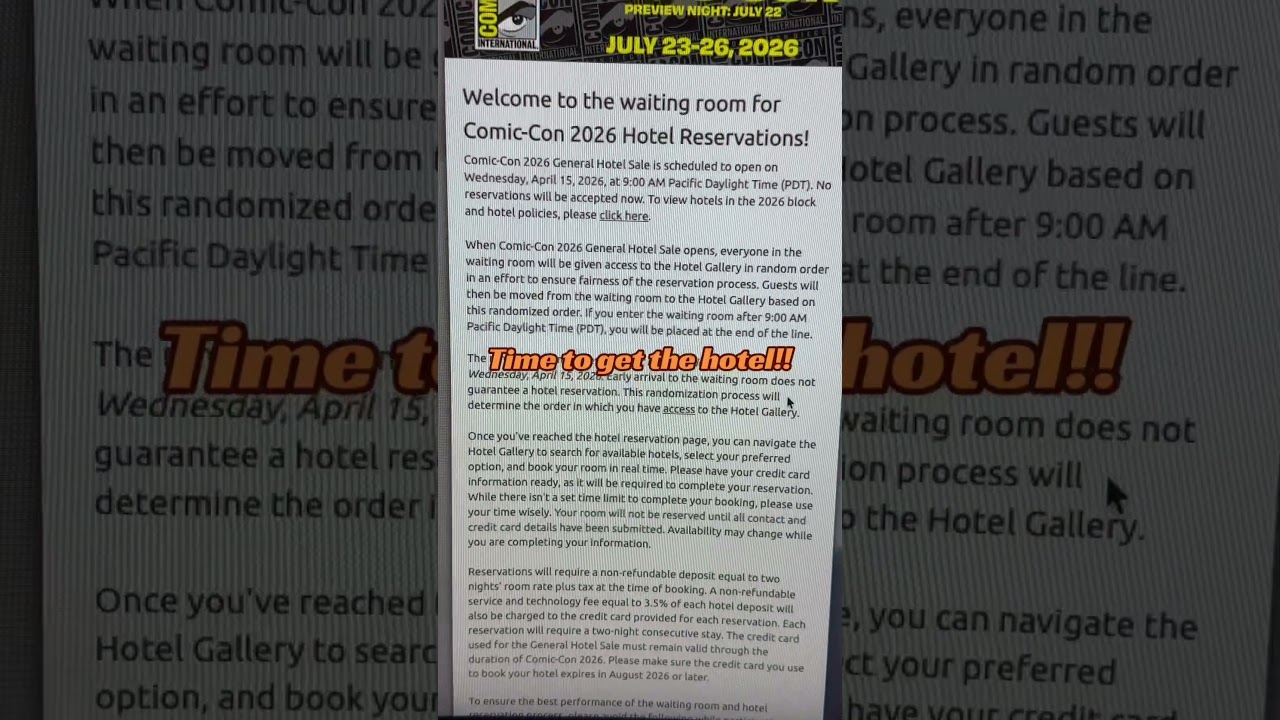 SDCC hotel sale day! Nervous but excited!