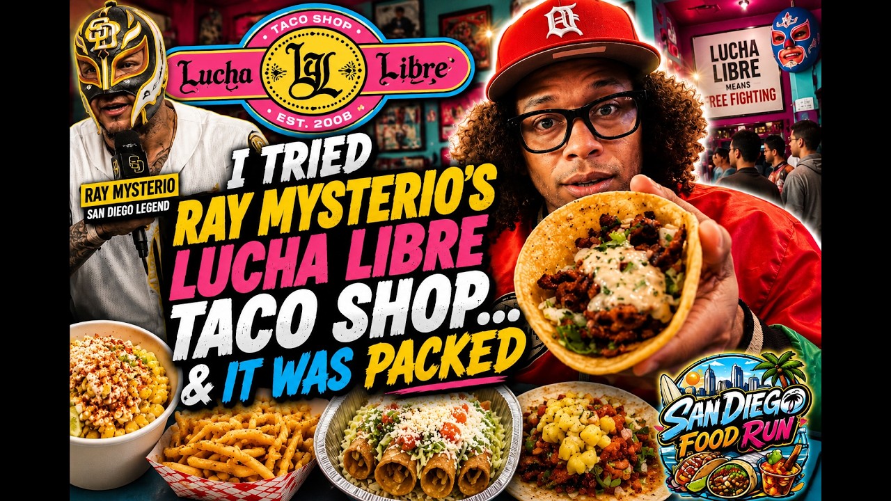 I Tried Ray Mysterio’s Lucha Libre Taco Shop… & It Was PACKED 🌮🔥 | San Diego Food Run