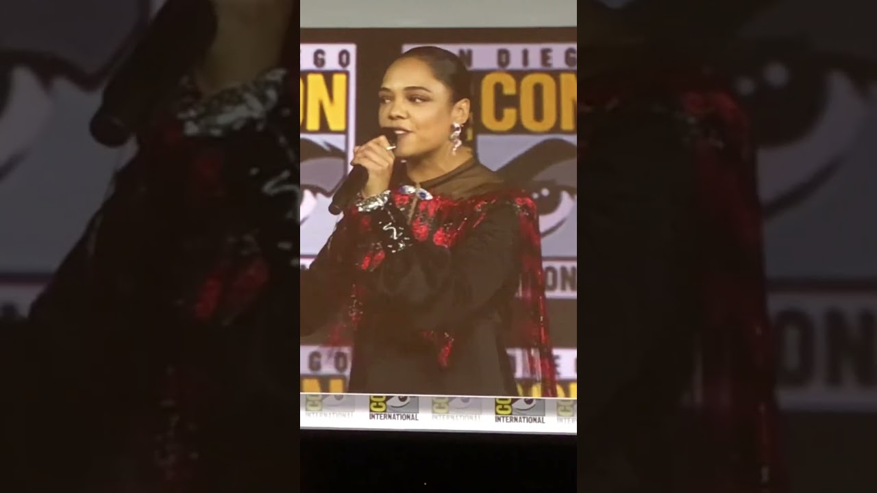 Tessa Thompson “The love I feel for him (Chris Hemsworth) gives me thunder all over 😂 Marvel SDCC!