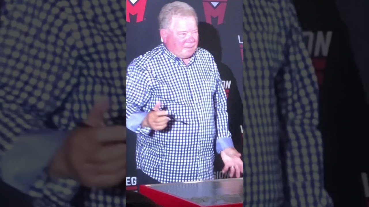 William Shatner signing in cement at the Legion M event at San Diego Comic Con!